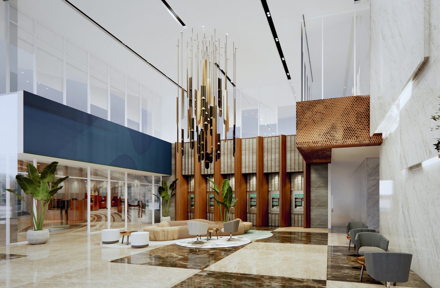 Hotel lobby seating area